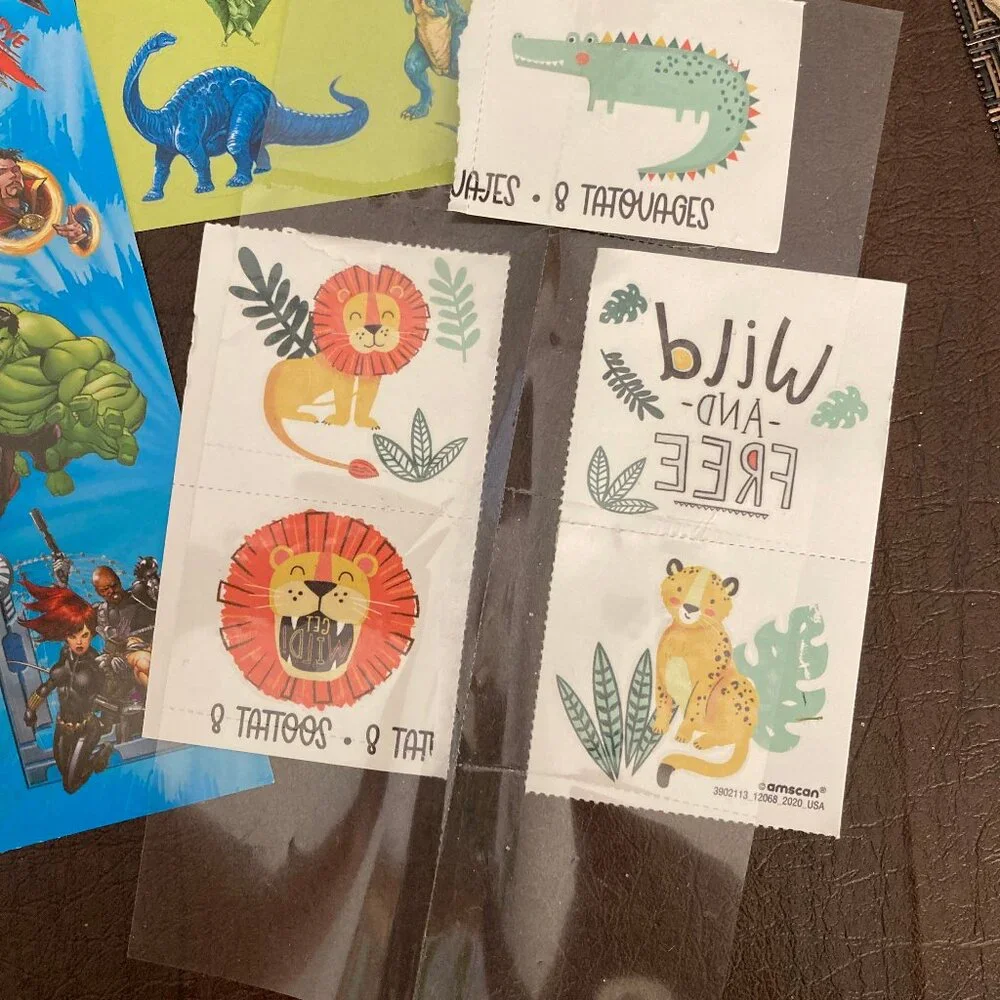 Assorted Kids Party Favors - Stickers, Tattoos, Pencils, Tops, Rubic Cubes